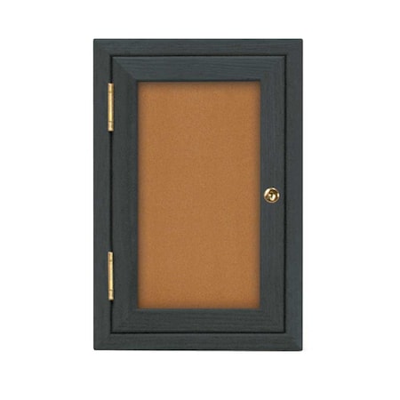 Single Door Enclosed Radius EZ Tack Board,24x36,Header,Satin/White